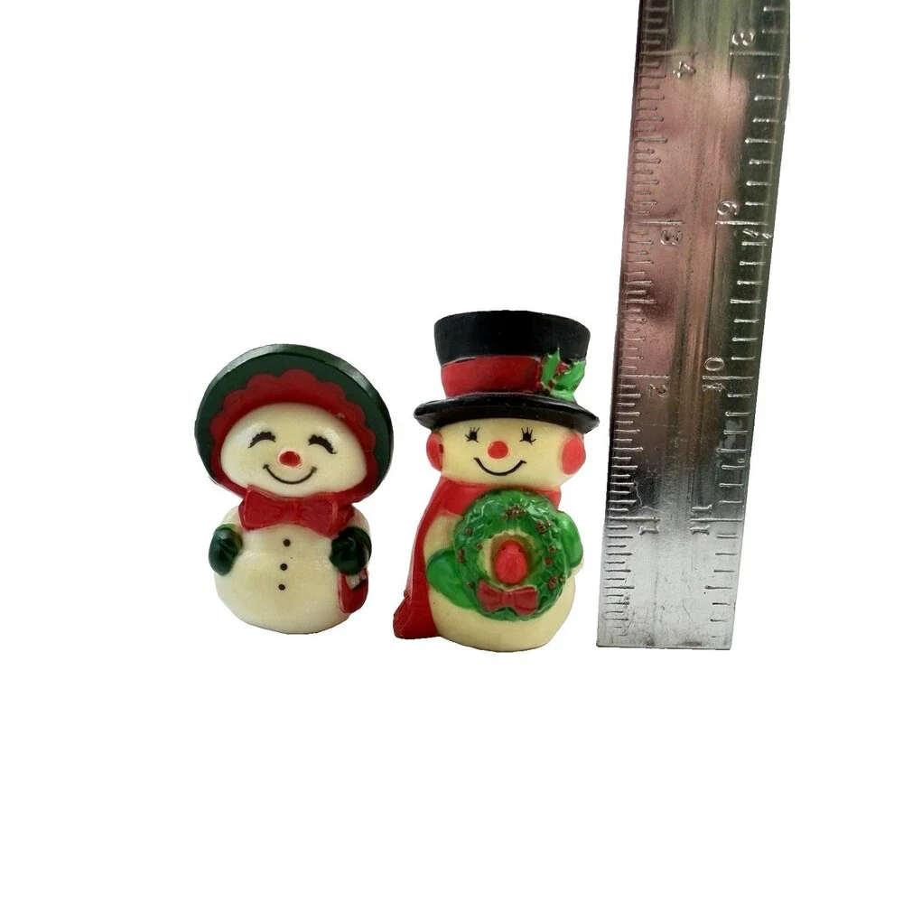 Vintage Hallmark Mr & Mrs Frosty Snowman Figurines Christmas Decor Set Pair
